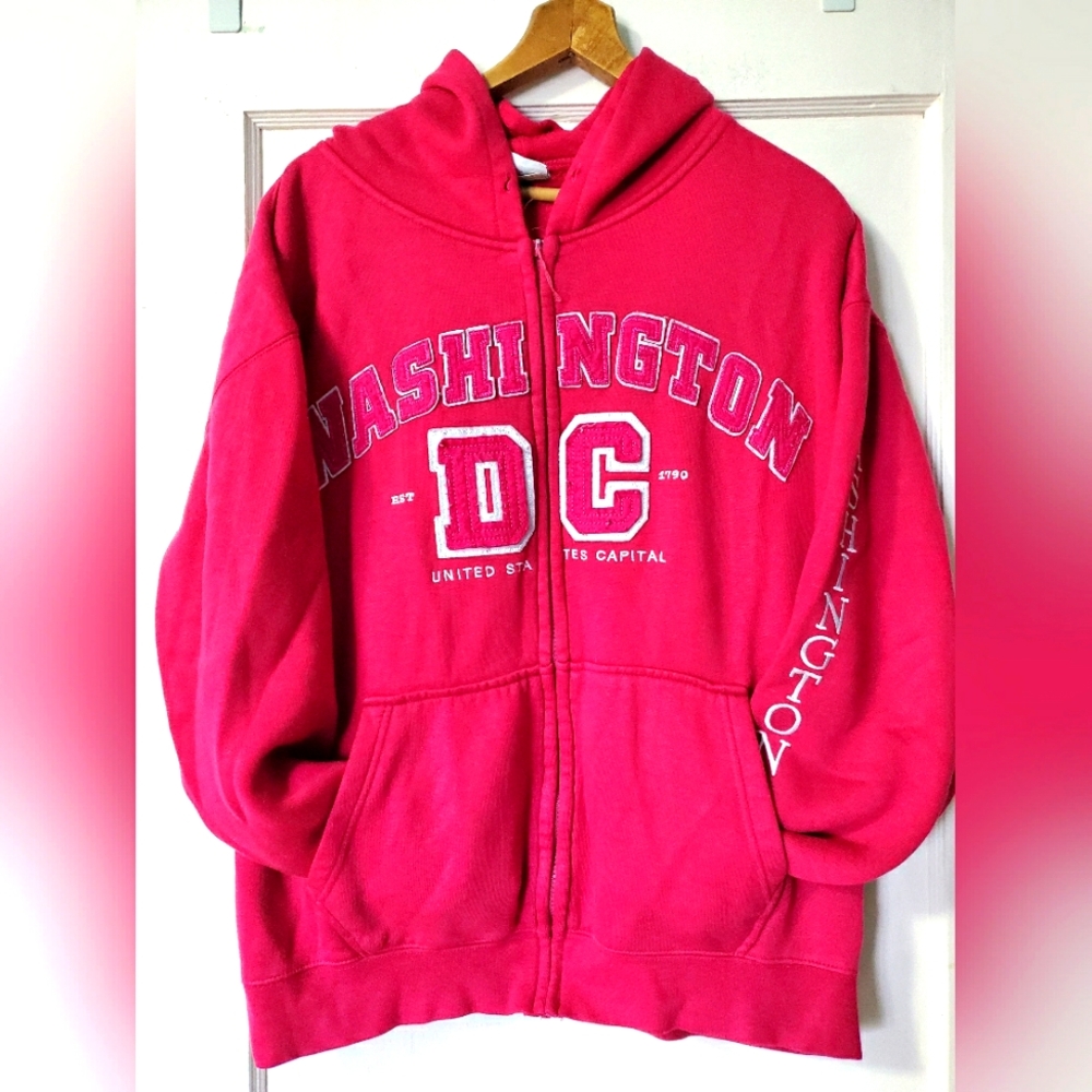 Washington DC Vintage Hot Pink Zip Up Hoodie💕 Made in the 🇺🇸